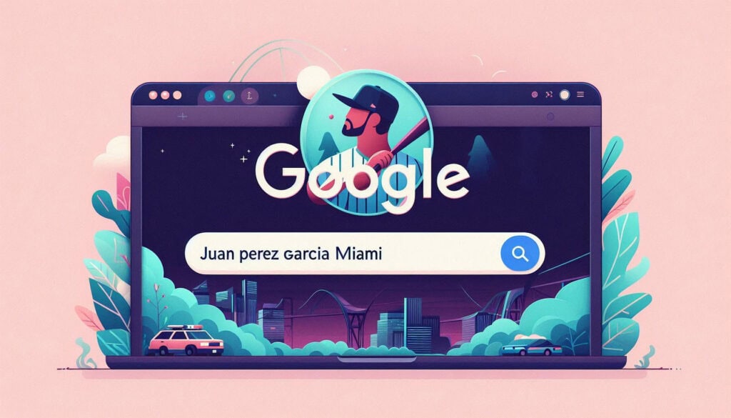 Ilustración de una página de búsqueda de Google con 